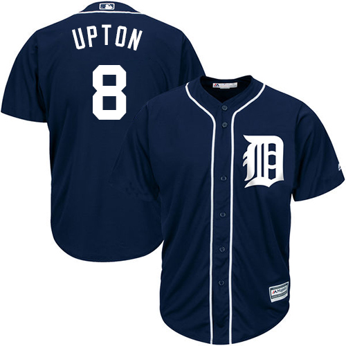 Tigers #8 Justin Upton Navy Blue Cool Base Stitched Youth MLB Jersey - Click Image to Close
